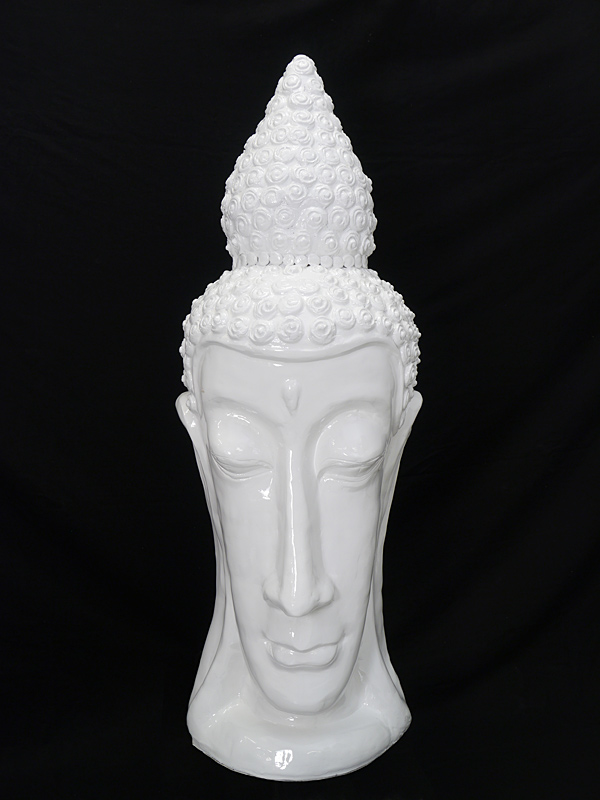 Buddha Kopf aus Ton mit weißer Lasur