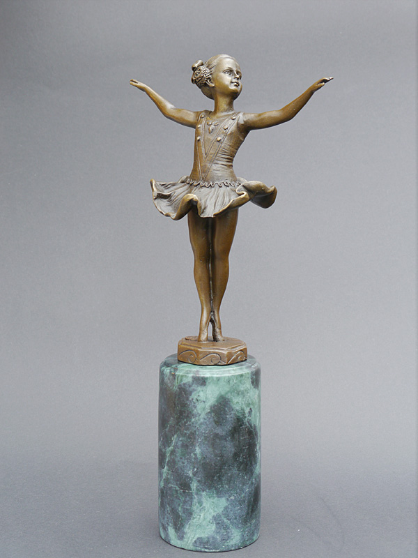 Bronze Figur kleine Ballerina auf Marmorsockel