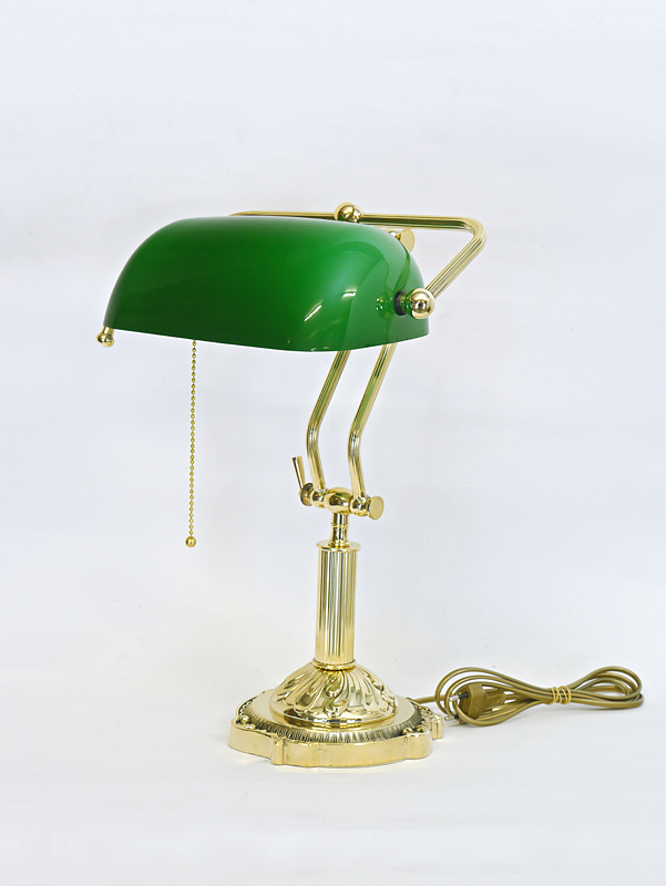 Schreibtischlampe mit grünem Glas